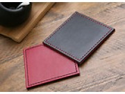 Justin Capp Set of 4 Reversible Faux Leather Coasters (red / black)